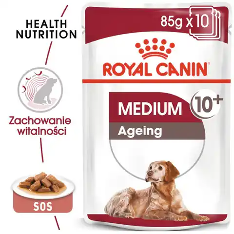 ⁨Royal Canin Medium Ageing 10+ karma mokra w sosie dla psów dojrzałych po 10 roku życia, ras średnich saszetka 140g⁩ w sklepie Wasserman.eu