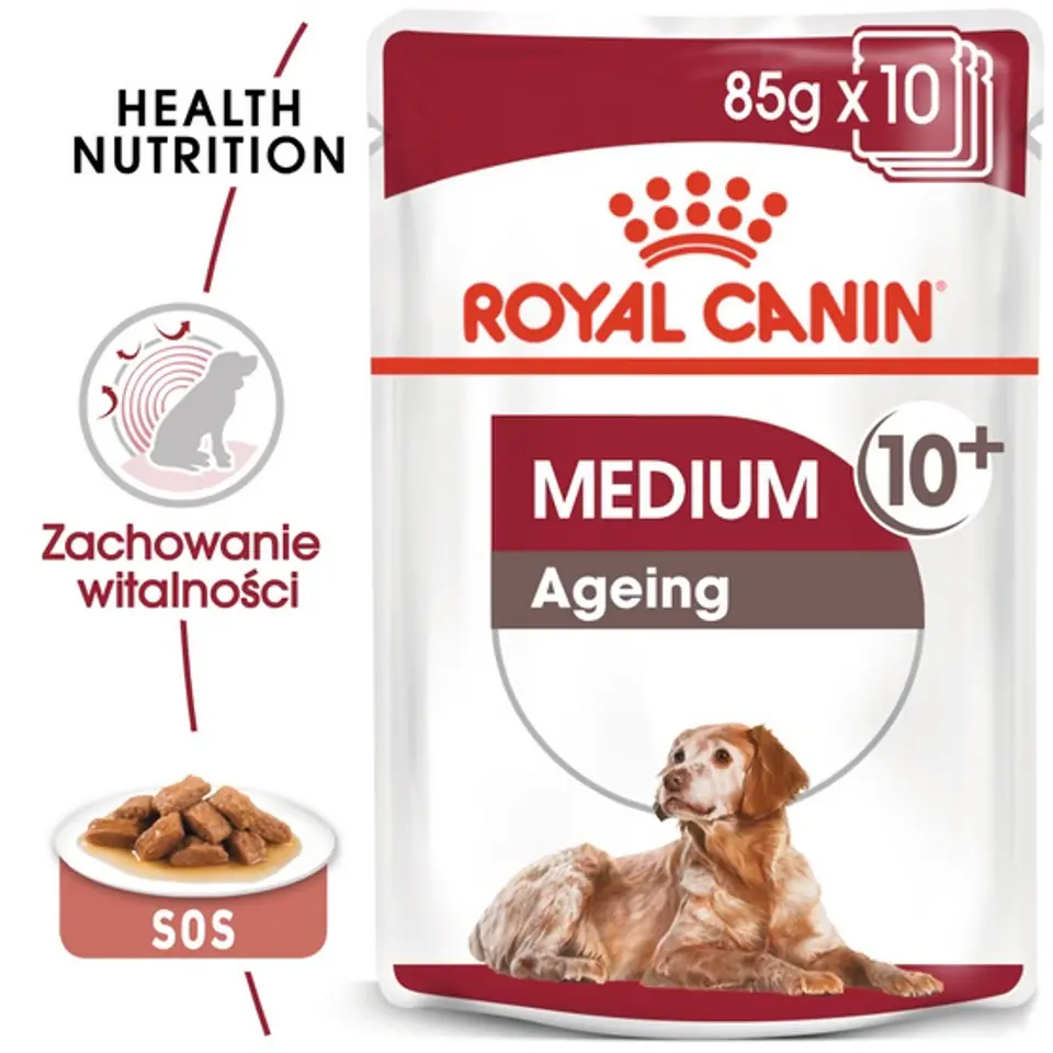Royal Canin Medium Ageing 10+ karma mokra w sosie dla psów dojrzałych po 10 roku życia, ras średnich saszetka 140g w sklepie Wasserman.eu