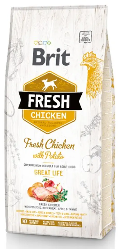 ⁨BRIT FRESH CHICKEN WITH POTATO ADULT GREAT LIFE 12 kg⁩ at Wasserman.eu