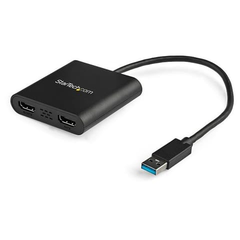 ⁨StarTech.com USB 3.0 to Dual HDMI Adapter - 1x 4K 30Hz & 1x 1080p - External Video & Graphics Card - USB Type-A to HDMI Dual Monitor Display Adapter - Supports Windows Only - Black⁩ at Wasserman.eu