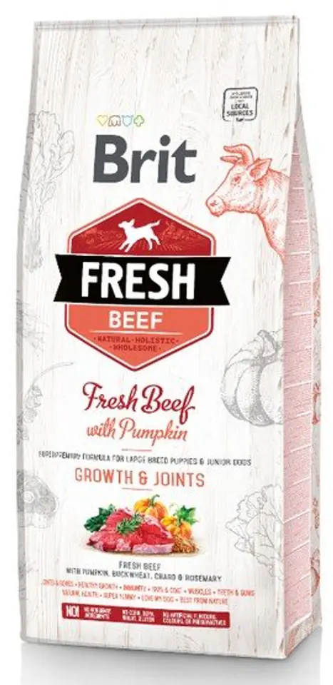 ⁨BRIT Fresh Beef Junior Growth and Joints - dry dog food - 2,5 kg⁩ at Wasserman.eu