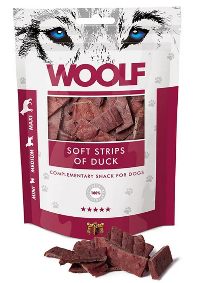 ⁨Woolf Soft Strips of Duck 100g⁩ at Wasserman.eu