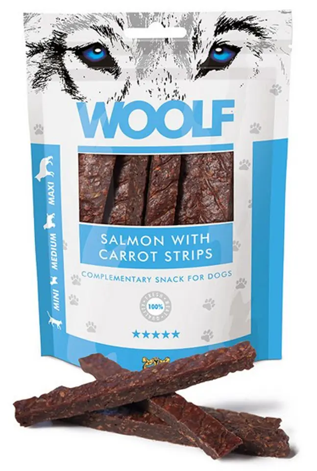 ⁨Woolf Salmon With Carrot Strips 100g⁩ at Wasserman.eu