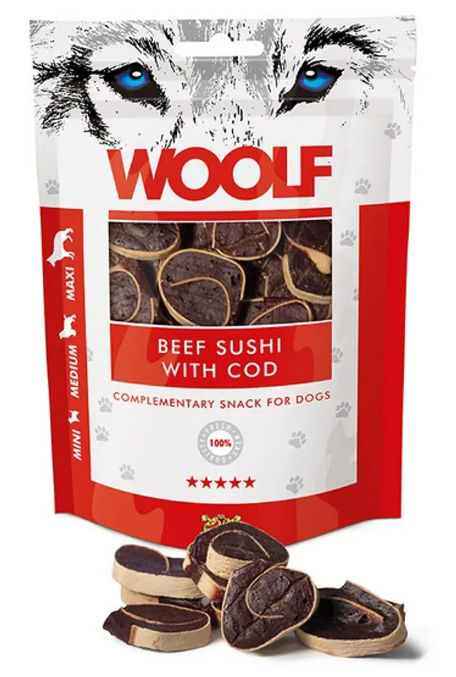 ⁨Woolf Beef Sushi With Cod 100g⁩ at Wasserman.eu