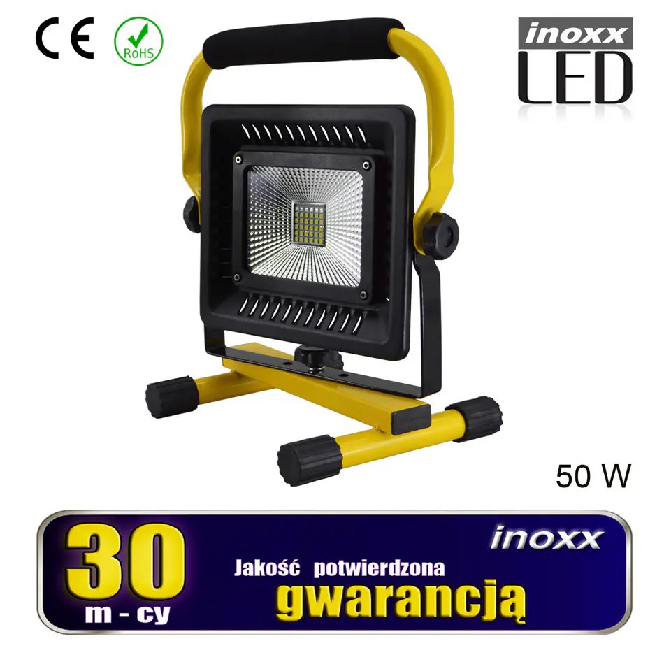 Naświetlacz przenośny led 50w 6000k aku/ 230v w sklepie Wasserman.eu