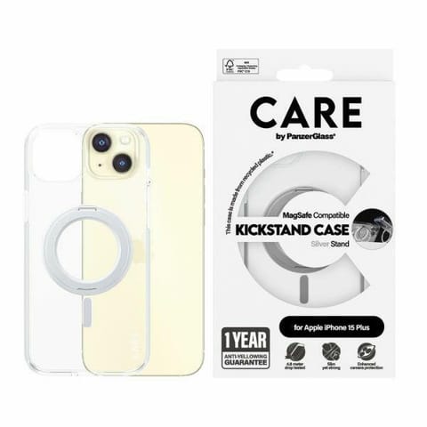 ⁨CARE by PanzerGlass Kickstand Case iPhone 15 Plus 6,7" MagSafe srebrny/silver 1416⁩ w sklepie Wasserman.eu