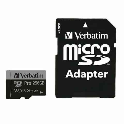 ⁨SD MicroSD Card 256GB Verbatim SDHC Pro Class 10 + Adapter retail⁩ at Wasserman.eu