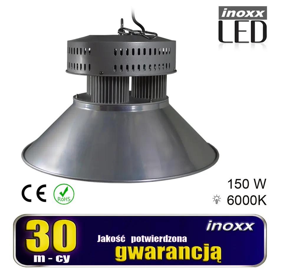 ⁨LAMPA PRZEMYSŁOWA LED 150W HIGH BAY COB 6000K ZIMNA 13 500LM⁩ w sklepie Wasserman.eu