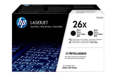 ⁨HP Original LaserEr Cartridge CF226XD, black, 18000 (2x9000)s, HP 26X, high capacity, HP LaserJet Pro M402, Pro MFP M426, dual pack, 2x930g,⁩ at Wasserman.eu