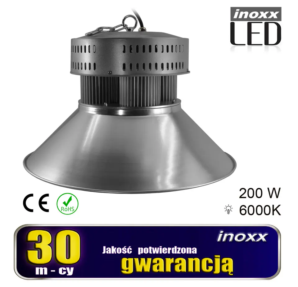 ⁨LAMPA PRZEMYSŁOWA LED 200W HIGH BAY COB 6000K ZIMNA 18 000LM⁩ w sklepie Wasserman.eu