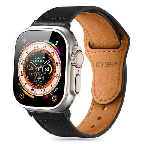 ⁨Pasek do APPLE WATCH 1 / 2 / 3 / 4 / 5 / 6 / SE / 7 / 8 / 9 (38 / 40 / 41 MM) Tech-Protect NaturalFit czarne⁩ w sklepie Wasserman.eu