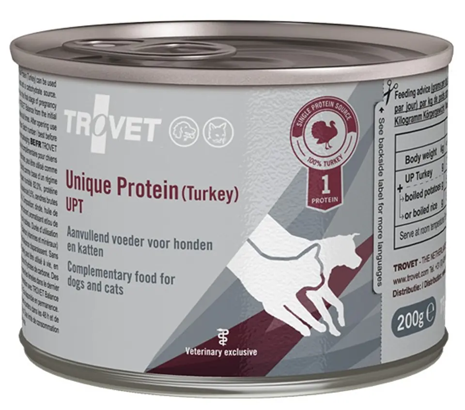 ⁨Trovet Unique Protein UPT Turkey for Dog and Cat Can 200g⁩ at Wasserman.eu