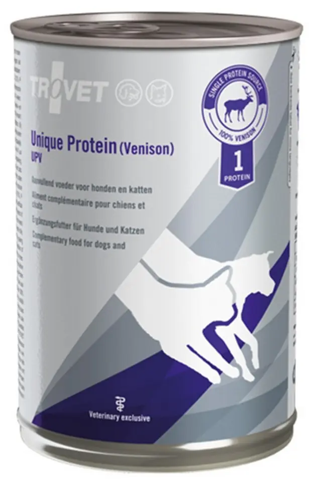 ⁨Trovet Unique Protein UPV Dziczyzna dla psa i kota puszka 400g⁩ w sklepie Wasserman.eu