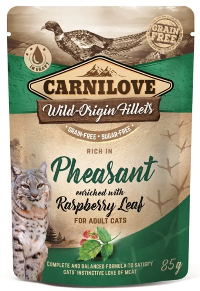 ⁨Carnilove Cat Pheasant & Raspberry Leaves - bażant i liście maliny saszetka 85g⁩ w sklepie Wasserman.eu