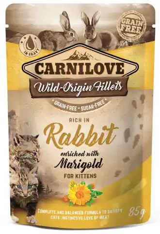 ⁨CARNILOVE CAT POUCH Wet cat food Rabbit, Marigold 85 g⁩ at Wasserman.eu