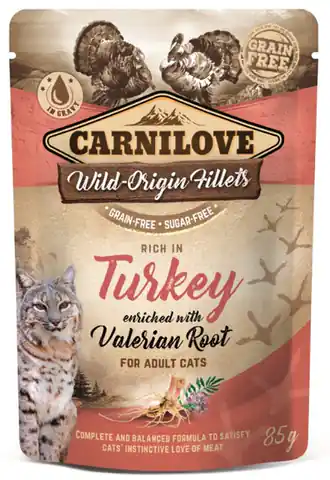 ⁨Carnilove Cat Turkey & Valerian Root - indyk i waleriana saszetka 85g⁩ w sklepie Wasserman.eu