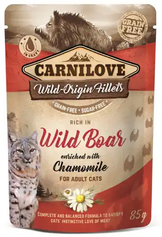 ⁨Carnilove Cat Wild Boar & Chamomile - dzik i rumianek saszetka 85g⁩ w sklepie Wasserman.eu