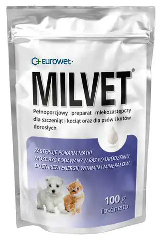 ⁨Milvet Preparat mlekozastępczy dla szczeniąt i kociąt 100g⁩ w sklepie Wasserman.eu