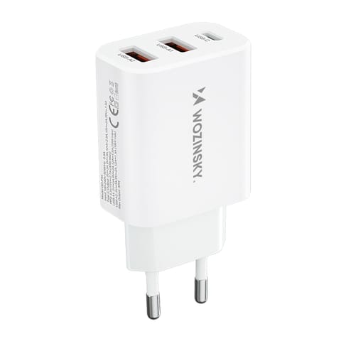 ⁨Ładowarka sieciowa 100-240V 30W USB-C 2x USB-A biała⁩ w sklepie Wasserman.eu