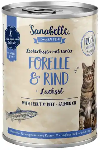 ⁨Sanabelle Trout, beef and salmon oil can 400g⁩ at Wasserman.eu