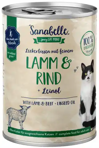 ⁨Sanabelle Lamb, beef and linseed oil can 400g⁩ at Wasserman.eu