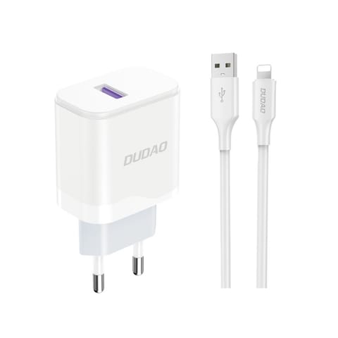 Ładowarka sieciowa USB-A 18W z kablem do iPhone USB-A - Lightning biała w sklepie Wasserman.eu