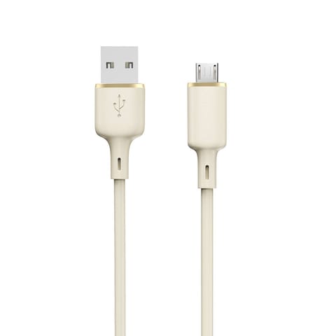 ⁨Kabel przewód wzmacniany SR USB-A - microUSB 5A 1m beżowy⁩ w sklepie Wasserman.eu