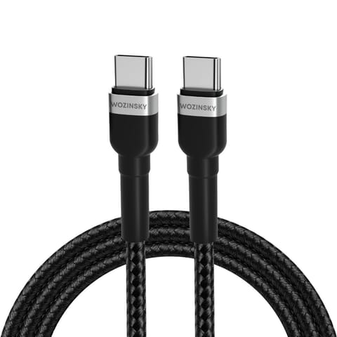 ⁨Kabel przewód w oplocie USB-C - USB-C PD 65W 1m czarny⁩ w sklepie Wasserman.eu
