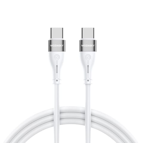 ⁨Trwały elastyczny kabel przewód USB-C - USB-C PD 65W 2m biały⁩ w sklepie Wasserman.eu