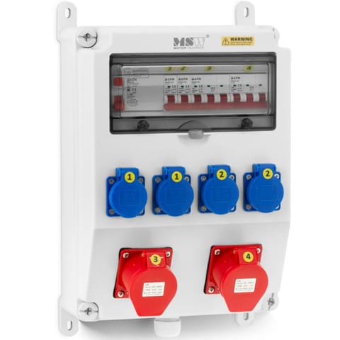Rozdzielnica elektryczna 4 x Schuko wyłącznik różnicowoprądowy 4 x instalacyjny w sklepie Wasserman.eu