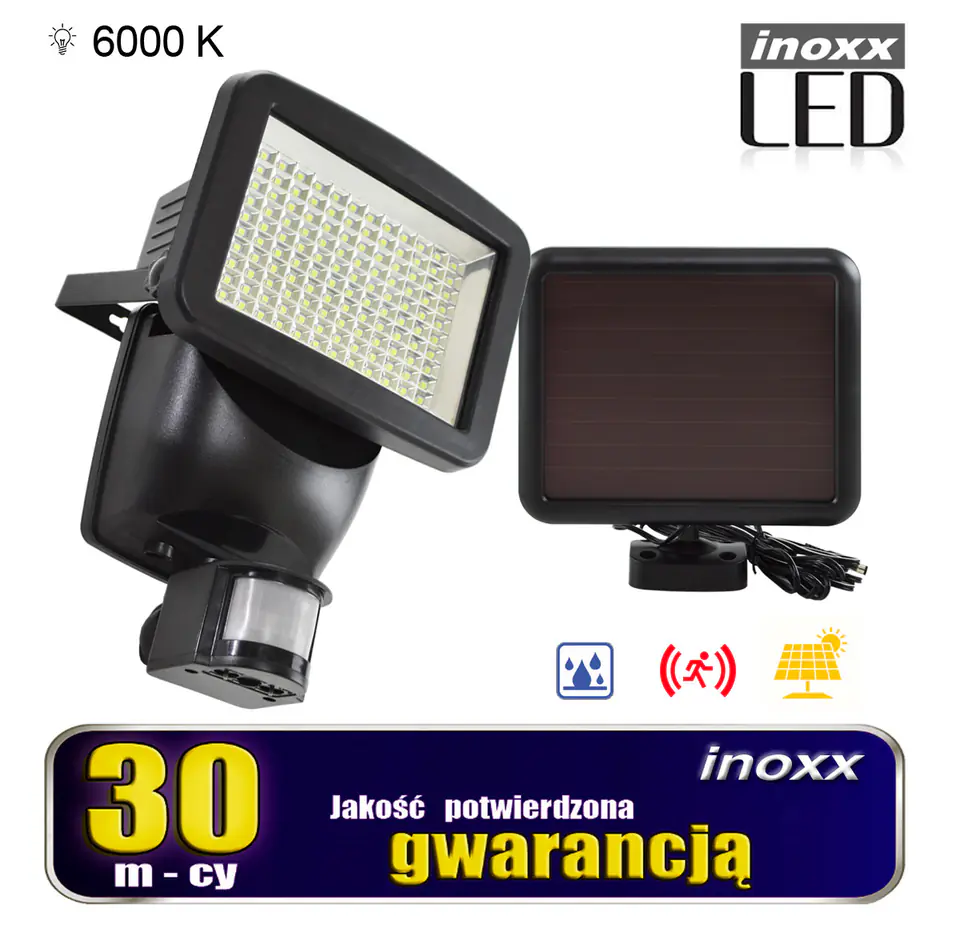 ⁨LAMPA SOLARNA NAŚWIETLACZ LED 120 DIOD SMD Z CZUJNIKIEM RUCHU I ZMIERZCHU⁩ w sklepie Wasserman.eu