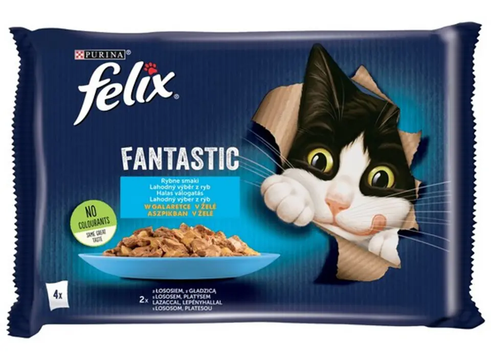 ⁨Felix Fantastic Rybne Smaki łosoś/gładzica w galaretce saszetki 4x85g⁩ w sklepie Wasserman.eu