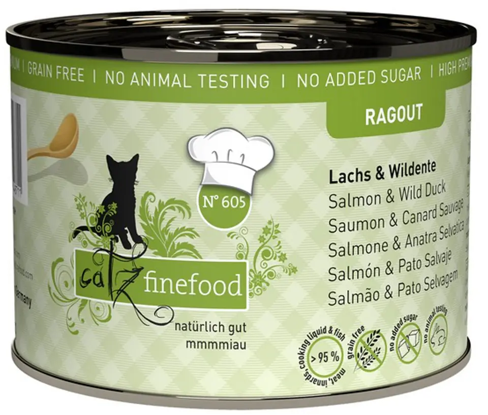 ⁨Catz Finefood Ragout N.605 Salmon and Wild Duck can 180g⁩ at Wasserman.eu