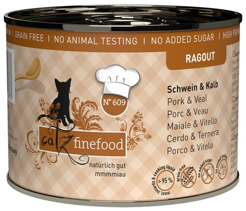 ⁨Catz Finefood Ragout N.609 Wieprzowina i Cielęcina puszka 190g⁩ w sklepie Wasserman.eu