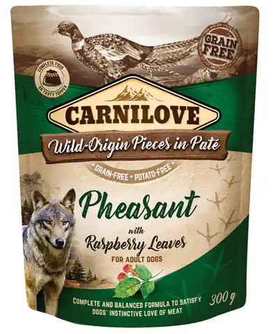 ⁨Carnilove Dog Pheasant & Raspberry Leaves - bażant i liście maliny saszetka 300g⁩ w sklepie Wasserman.eu