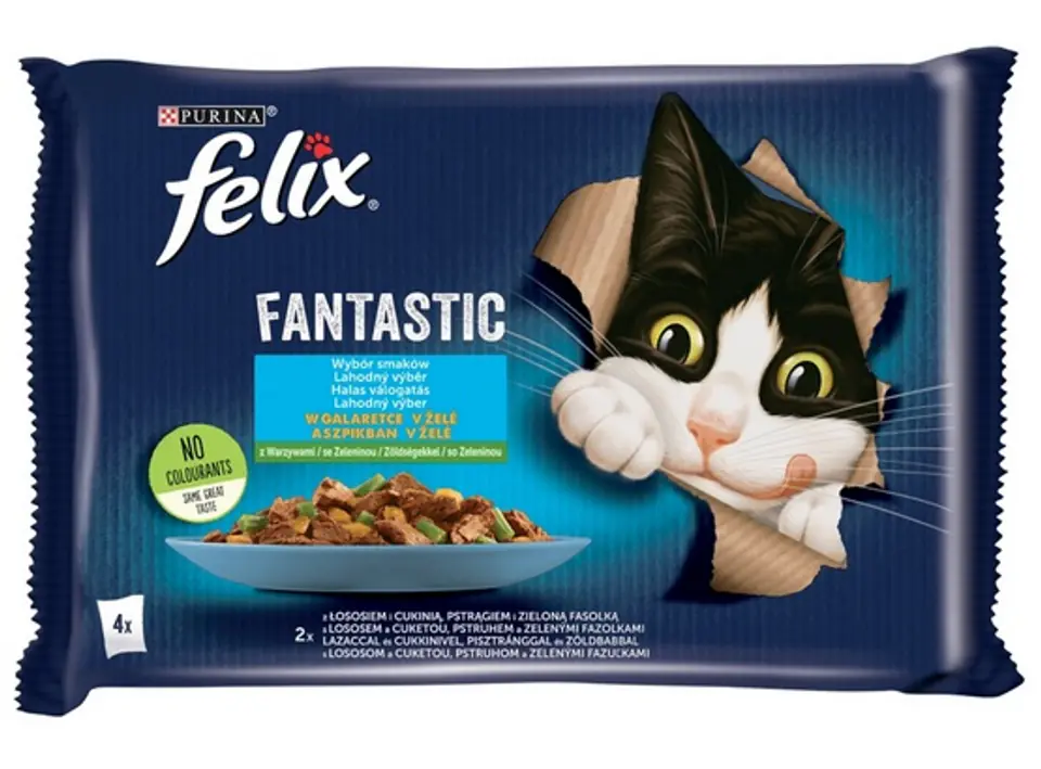 ⁨Felix Fantastic Rybne Smaki z warzywami w galaretce saszetka 4x85g⁩ w sklepie Wasserman.eu