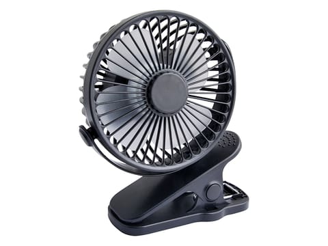 ⁨Wentylator biurkowy z klipsem 10cm USB+akumulator czarny⁩ w sklepie Wasserman.eu