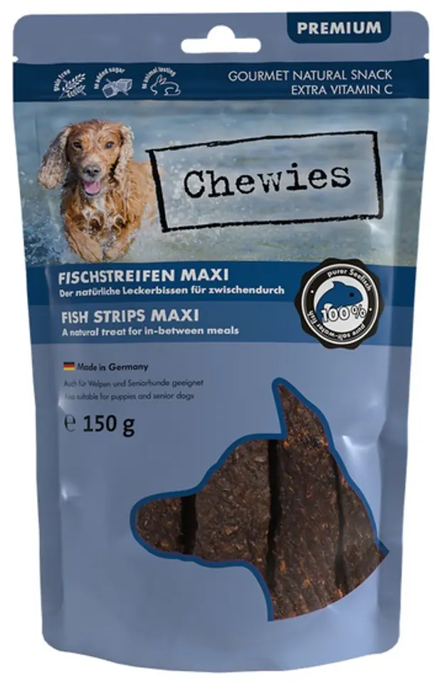⁨Chewies Maxi Fish Strips Sea Fish 150g⁩ at Wasserman.eu