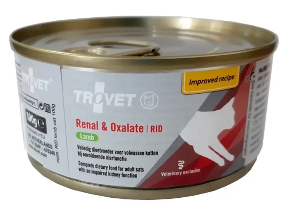 ⁨Trovet RID Renal & Oxalate dla kota jagnięcina puszka 100g⁩ w sklepie Wasserman.eu