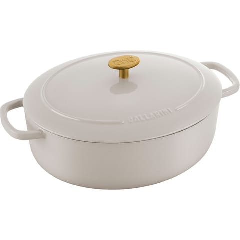 ⁨Ballarini Bellamonte Oval Cast Iron Casserole - 4.5 ltr, Ivory⁩ at Wasserman.eu