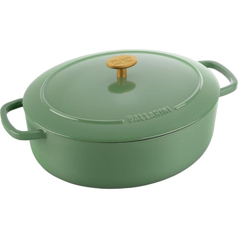 ⁨Ballarini Bellamonte Oval Cast Iron Casserole - 4.5 ltr, Green⁩ at Wasserman.eu