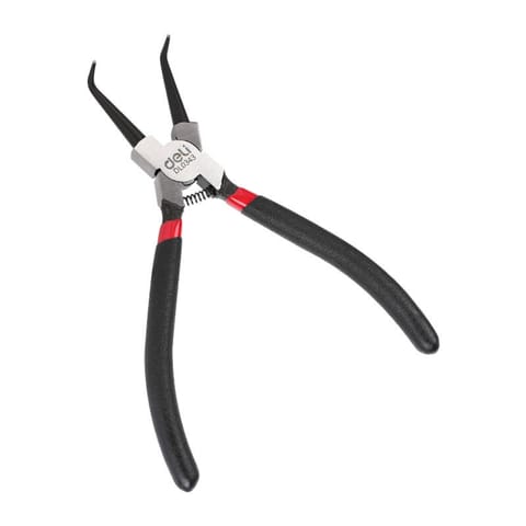 ⁨Seger internal bent pliers Deli Tools EDL0343, 7" (black)⁩ at Wasserman.eu
