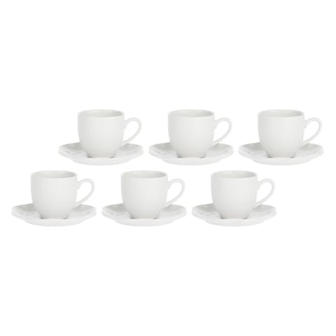 ⁨Set of 6 Coffee Cups with Saucer Villadeifiori - White, 85 ml⁩ at Wasserman.eu