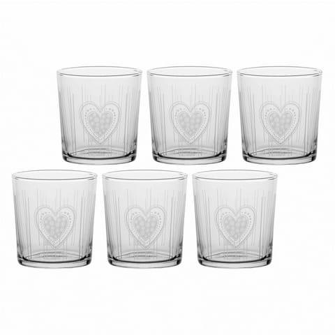 ⁨Set of 6 Thick Bottom Glasses Babila Heart - Transparent, 350 ml⁩ at Wasserman.eu