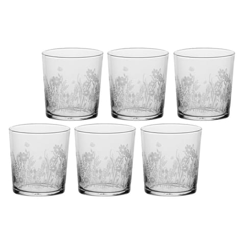 ⁨Zestaw 6 szklanek z grubym dnem Babila łąka - Przezroczysty, 350 ml⁩ w sklepie Wasserman.eu