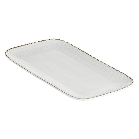 ⁨Momenti Oro Cake Tray - White, 27 x 19 cm⁩ at Wasserman.eu