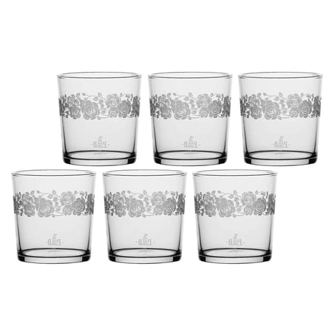 ⁨Set of 6 thick-bottomed glasses Babila roses - Transparent, 350 ml⁩ at Wasserman.eu