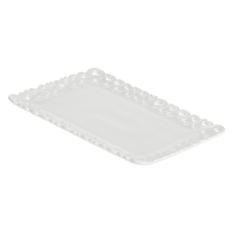 ⁨Embellished Valentino Serving Tray - White, 35 x 26 cm⁩ at Wasserman.eu