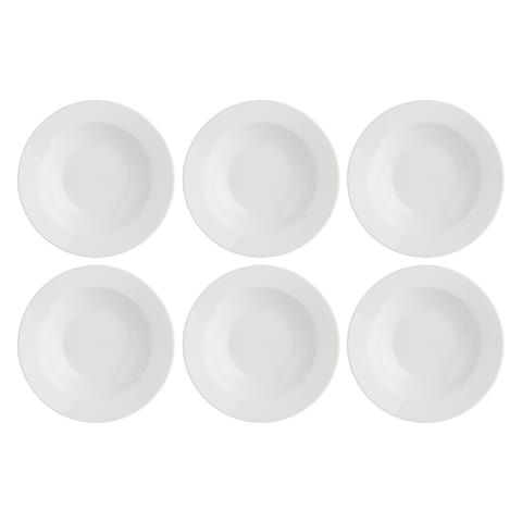 ⁨Set of 6 Essenziale Soup Plates - White, 23 cm⁩ at Wasserman.eu