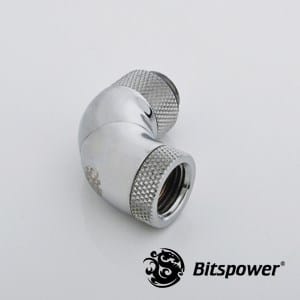 ⁨Bitspower Adapter 90 stopni G1/4 cala Gwint zewnętrzny na G1/4 cala gwint wewnętrzny - 3x obrotowy, błyszczący srebrny⁩ w sklepie Wasserman.eu